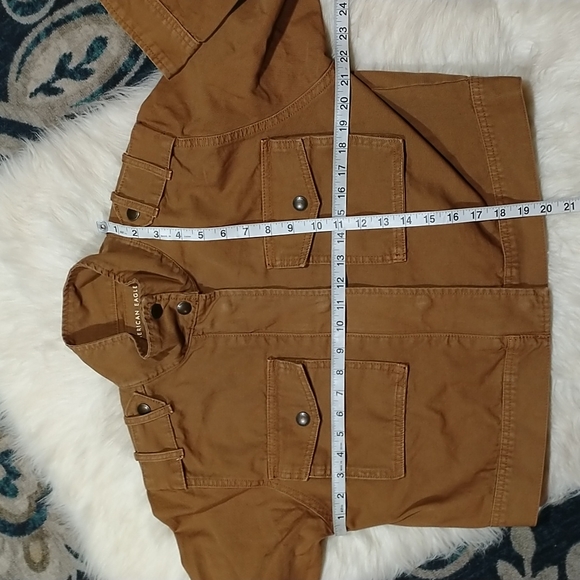 American eagle cropped tan denim jacket large - Picture 9 of 9